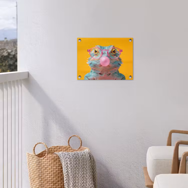 Kameleon - Kauwgom - Kleurrijk tuinposter los doek klein -sfeer8