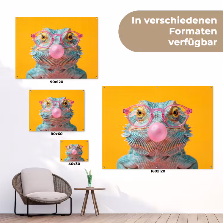 Kameleon - Kauwgom - Kleurrijk tuinposter los doek klein -Xsfeer9_DE
