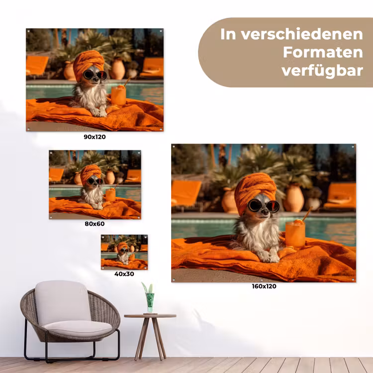 Chihuahua - Handdoek - Zonnebril - Oranje tuinposter los doek klein -Xsfeer9_DE
