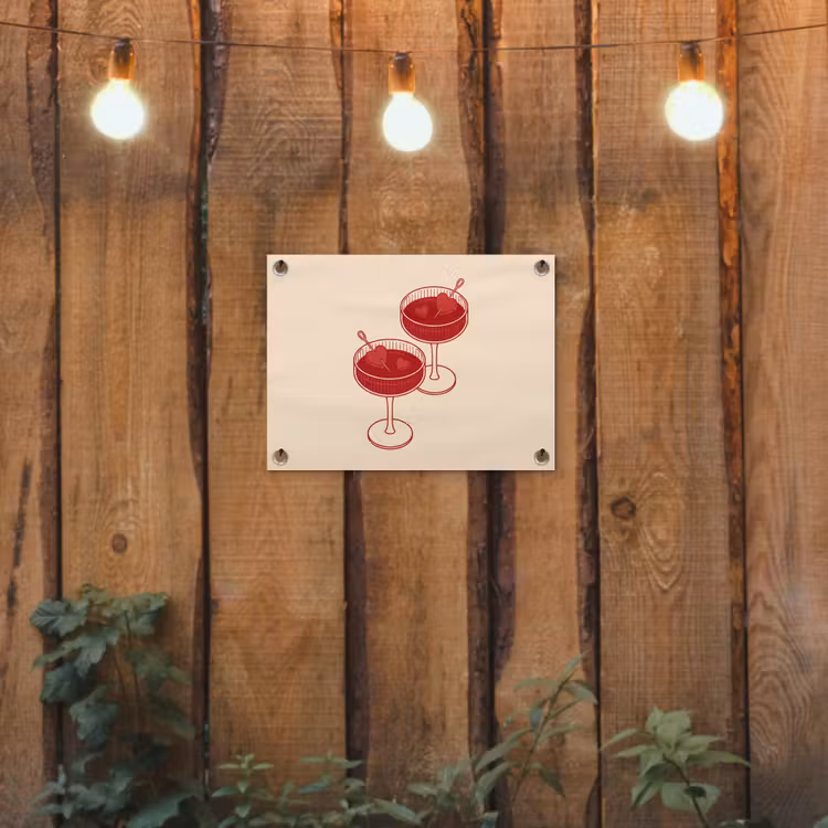 Cocktail - Hartjes - Liefde - Illustratie - Rood tuinposter los doek klein -sfeer1