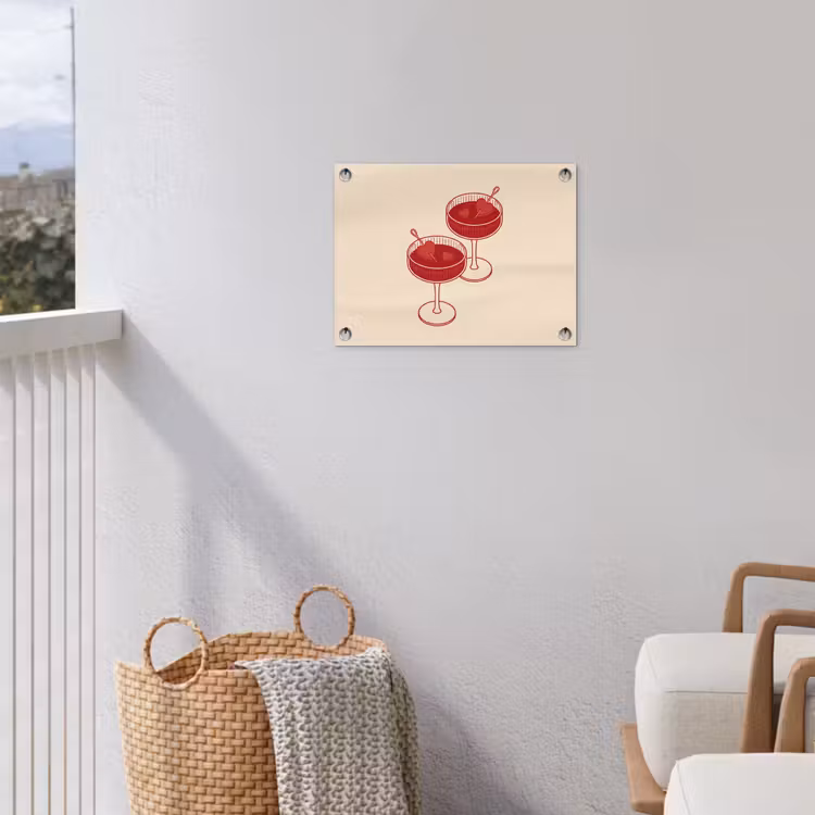 Cocktail - Hartjes - Liefde - Illustratie - Rood tuinposter los doek klein -sfeer8