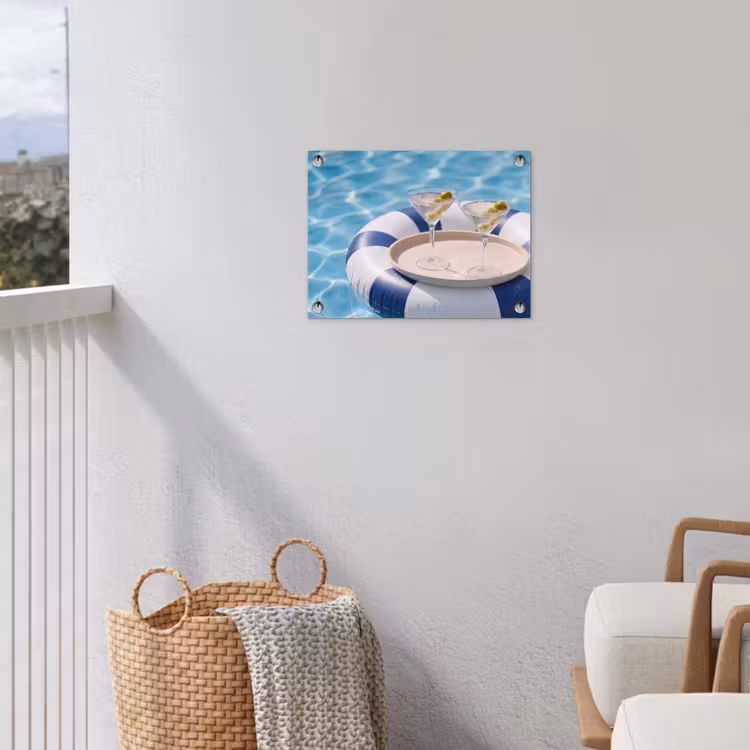 Cocktail - Zwembad - Zomer - Blauw tuinposter los doek klein -sfeer8