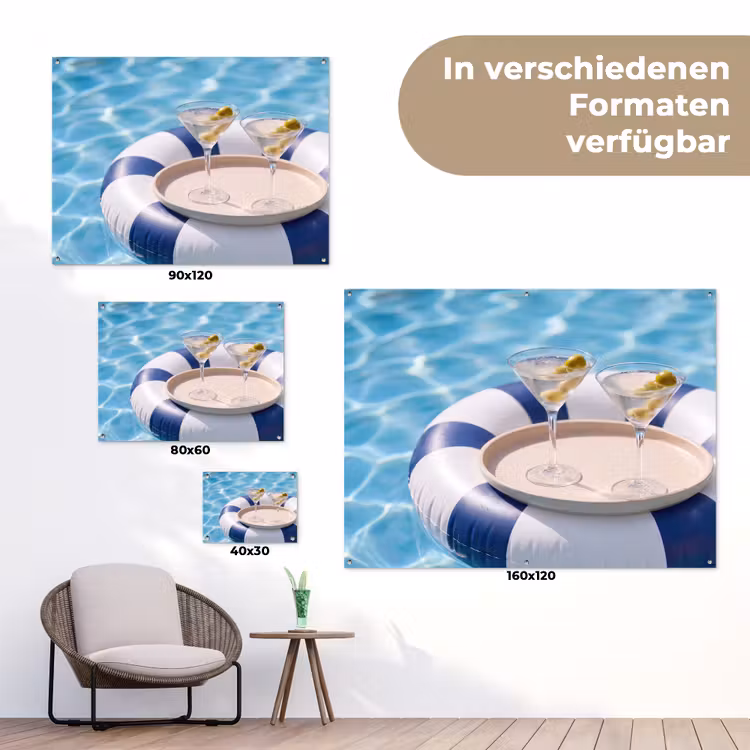 Cocktail - Zwembad - Zomer - Blauw tuinposter los doek klein -Xsfeer9_DE