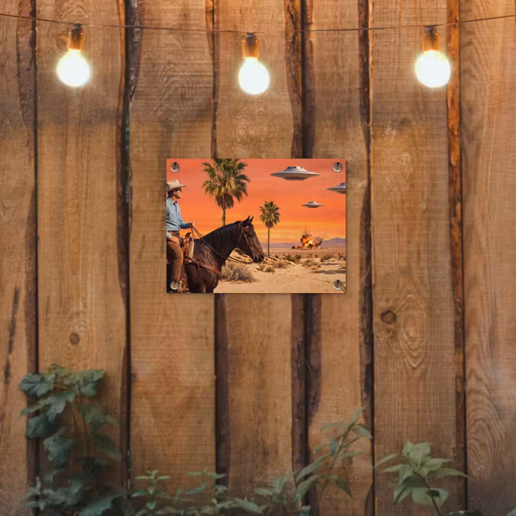 Gartenposter - Cowboy – Pferd – Wüste - Cowboy - Paard - Woestijn tuinposter los doek klein
