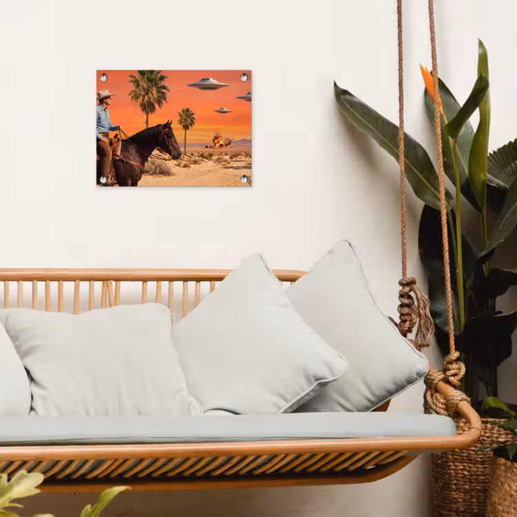 Gartenposter - Cowboy – Pferd – Wüste - Cowboy - Paard - Woestijn tuinposter los doek klein