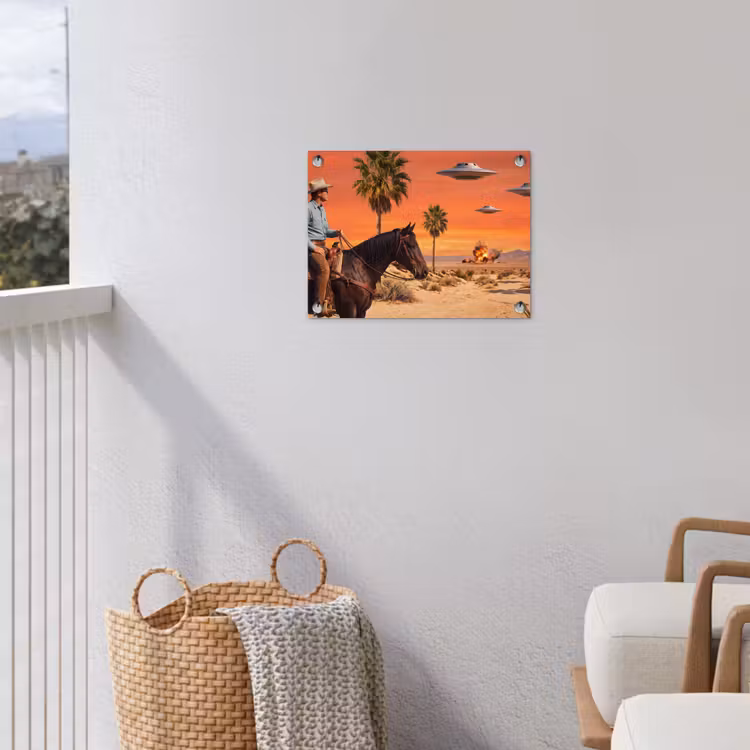Gartenposter - Cowboy – Pferd – Wüste - Cowboy - Paard - Woestijn tuinposter los doek klein