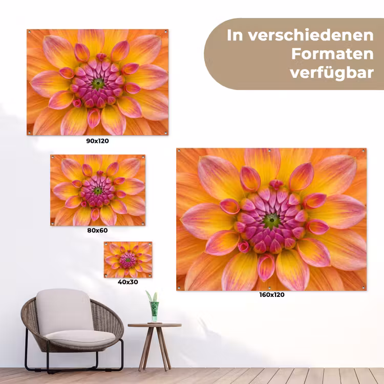 Dahlia - Bloem - Oranje tuinposter los doek klein -Xsfeer9_DE
