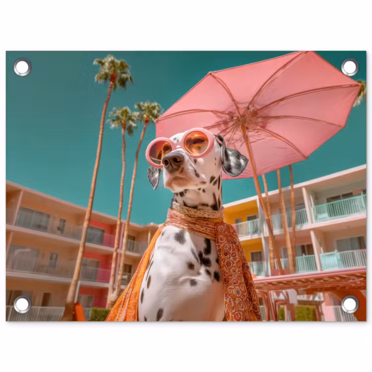Dalmatiër - Zonnebril - Parasol - Roze tuinposter los doek klein -3d