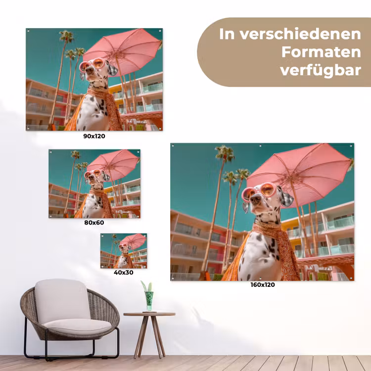 Dalmatiër - Zonnebril - Parasol - Roze tuinposter los doek klein -Xsfeer9_DE