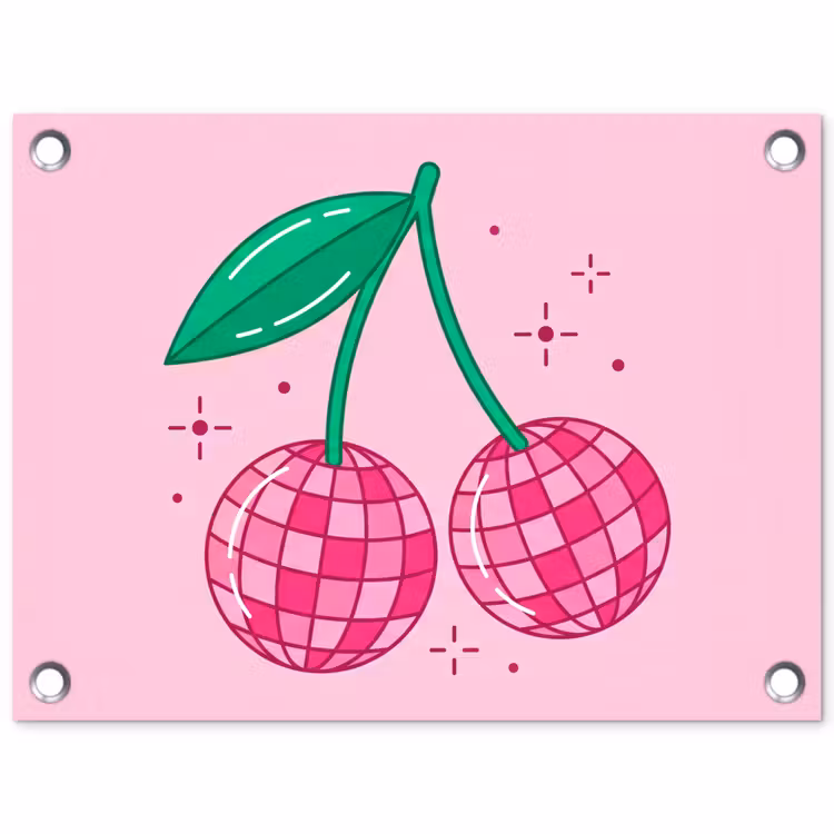 Decoratie - Disco-bal - Feest - Roze tuinposter los doek klein -3d