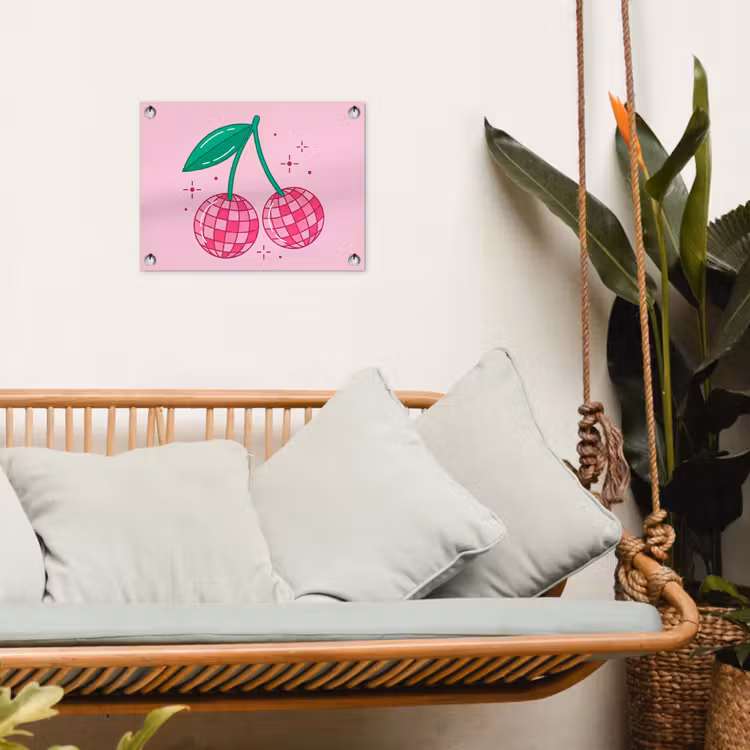 Decoratie - Disco-bal - Feest - Roze tuinposter los doek klein -sfeer7