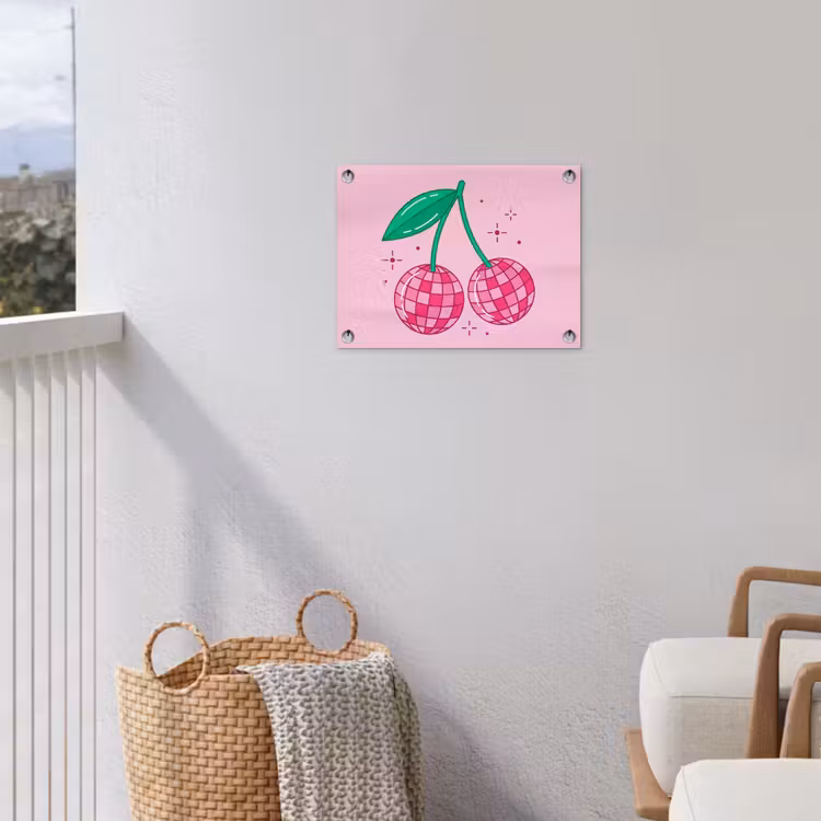 Decoratie - Disco-bal - Feest - Roze tuinposter los doek klein -sfeer8