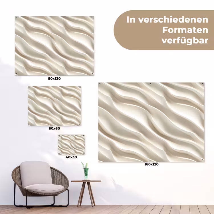 Diagonaal - Golven - Crème tuinposter los doek klein 239 -Xsfeer9_DE