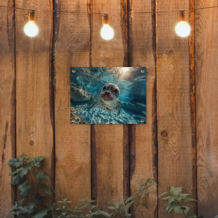 Zeehond - Water - Blauw tuinposter los doek klein -sfeer1