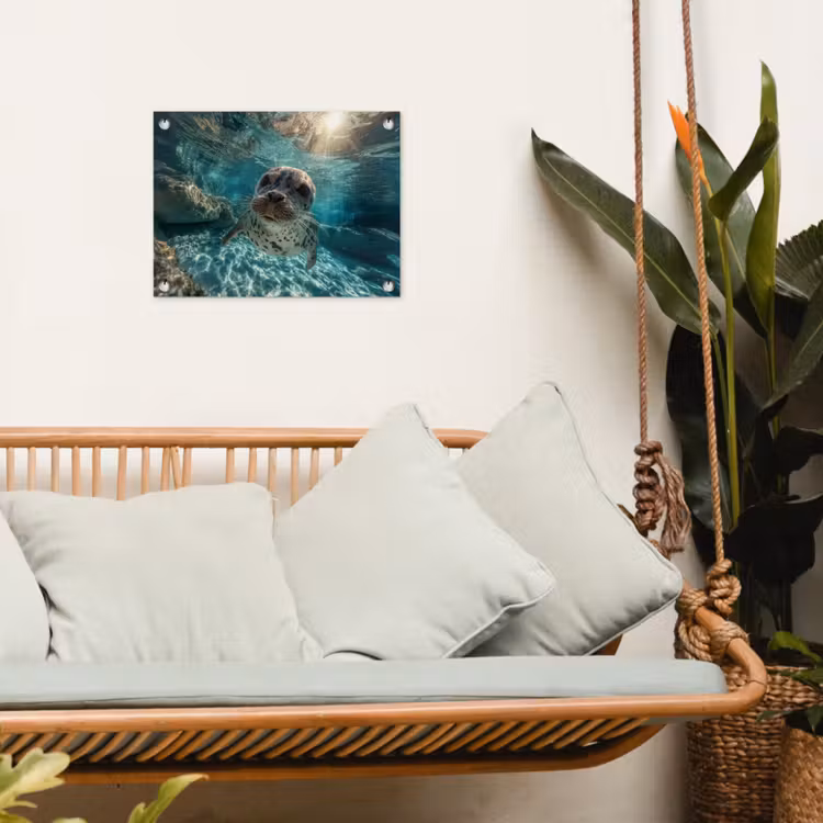 Zeehond - Water - Blauw tuinposter los doek klein -sfeer7