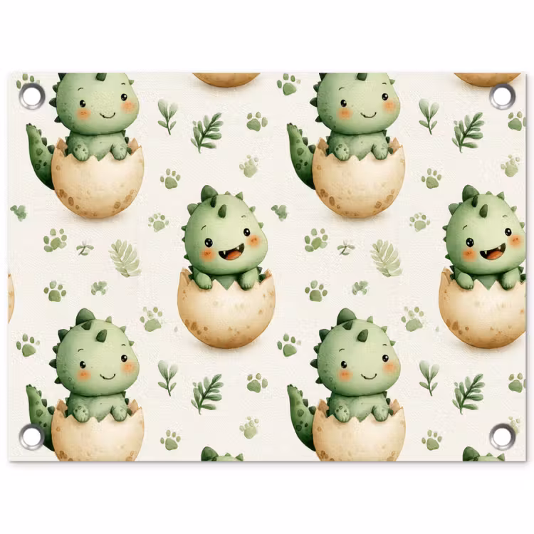 Dino - Eieren - Groen tuinposter los doek klein 239 -3d