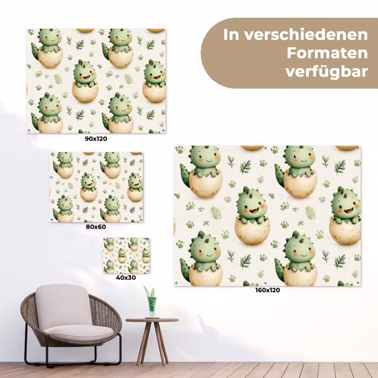 Dino - Eieren - Groen tuinposter los doek klein 239 -Xsfeer9_DE