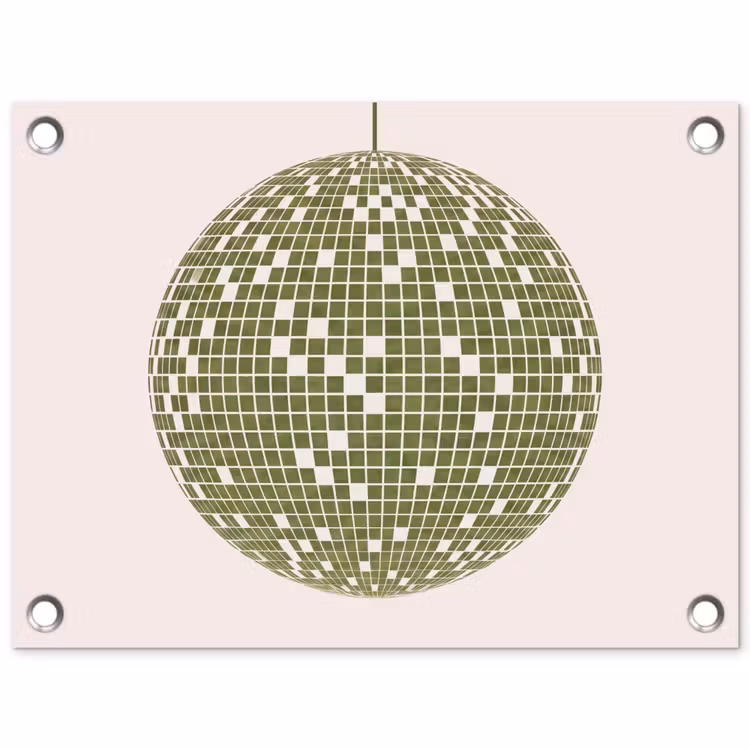 Disco - Bal - Groen - Abstract - Modern tuinposter los doek klein -3d