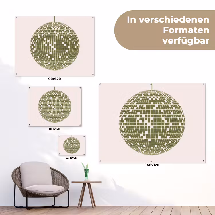 Disco - Bal - Groen - Abstract - Modern tuinposter los doek klein -Xsfeer9_DE