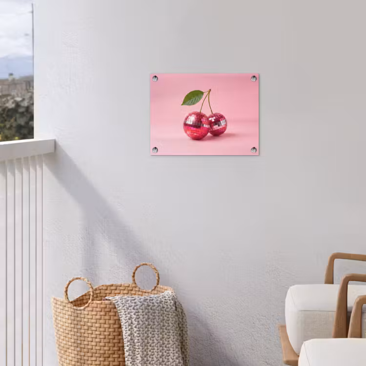 Disco - Kersen - Roze tuinposter los doek klein -sfeer8