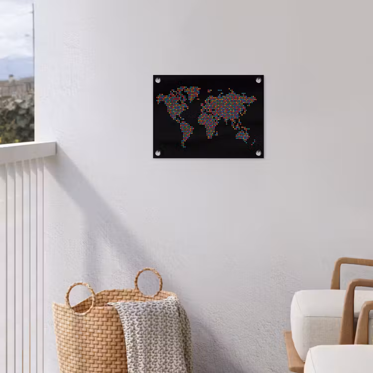 Stippen - Kleurrijk - Wereldkaart tuinposter los doek klein -sfeer8