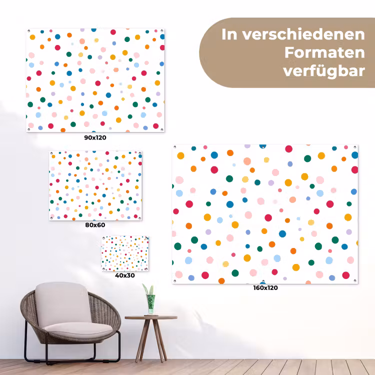 Stippen - Speels - Kleurrijk tuinposter los doek klein 239 -Xsfeer9_DE