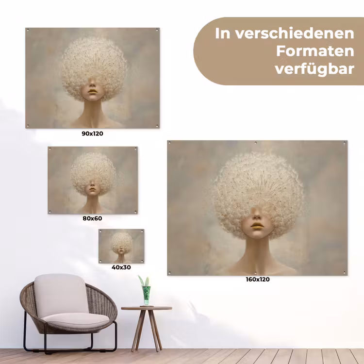 Dromerig - Beige - Paardenbloemzaadjes tuinposter los doek klein -Xsfeer9_DE