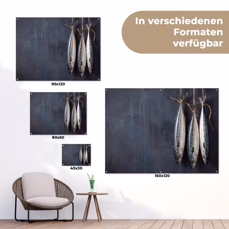 Gartenposter - Drei Fische – Seil - Drie vissen - Touw tuinposter los doek klein