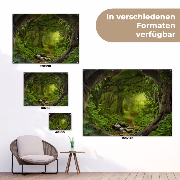 Jungle - Groen - Natuur - Tropisch - Planten tuinposter los doek klein -Xsfeer9_DE