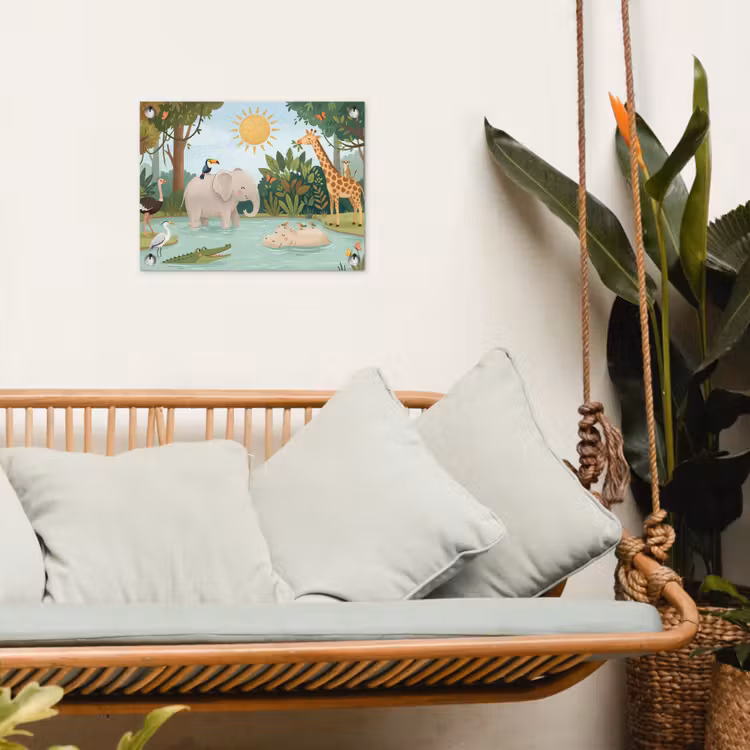 Jungle - Oase - Dieren - Kleurrijk tuinposter los doek klein -sfeer7