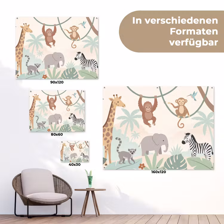 Jungle - Dieren - Groen tuinposter los doek klein -Xsfeer9_DE