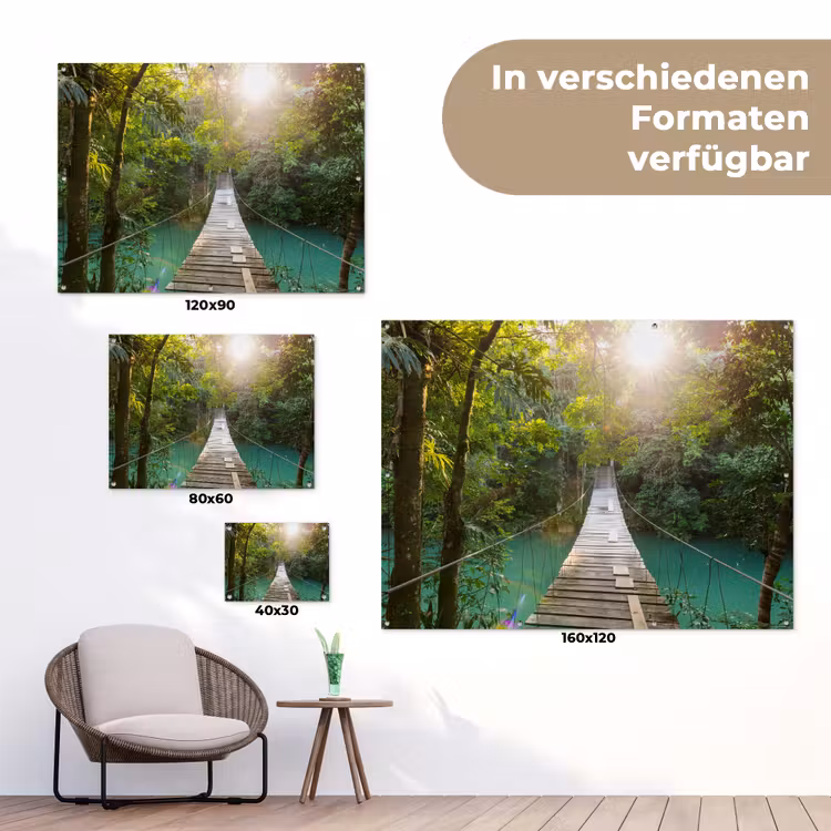 Jungle - Water - Brug - Natuur - Planten tuinposter los doek klein -Xsfeer9_DE