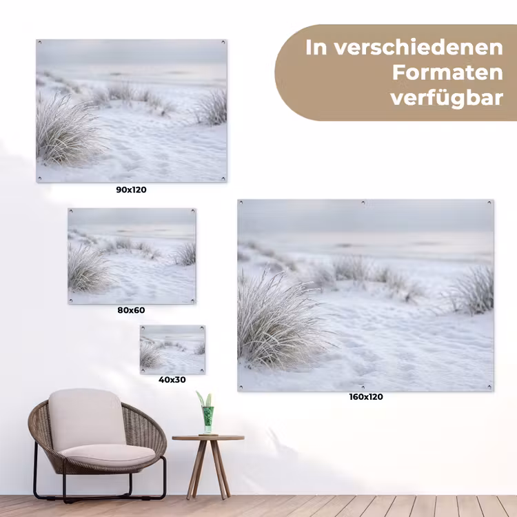 Duinen - Sneeuw - Strand - Winter - Serene tuinposter los doek klein -Xsfeer9_DE