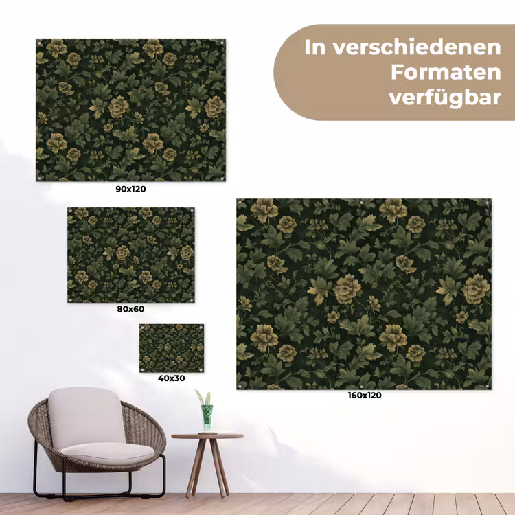 Donker - Groen - Goud - Botanisch tuinposter los doek klein 239 -Xsfeer9_DE