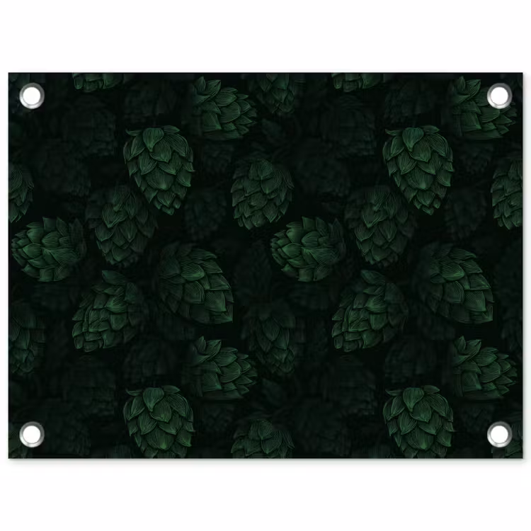 Donker - Groen - Hopbellen - Botanisch - Illustratie tuinposter los doek klein 239 -3d