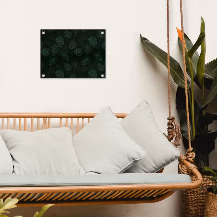 Donker - Groen - Hopbellen - Botanisch - Illustratie tuinposter los doek klein 239 -sfeer7