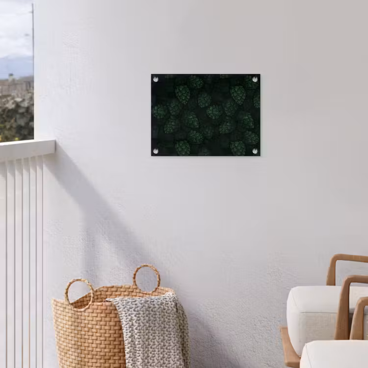 Donker - Groen - Hopbellen - Botanisch - Illustratie tuinposter los doek klein 239 -sfeer8