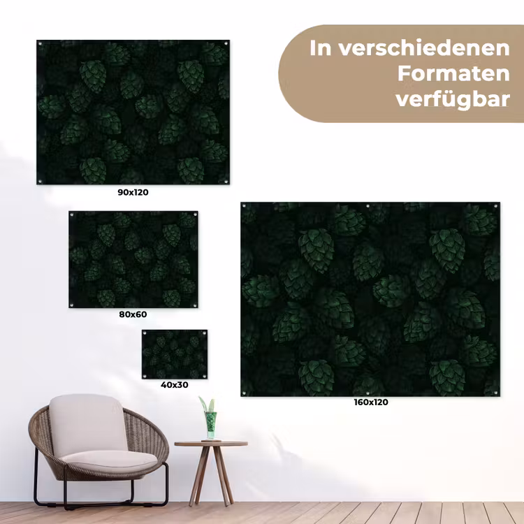 Donker - Groen - Hopbellen - Botanisch - Illustratie tuinposter los doek klein 239 -Xsfeer9_DE