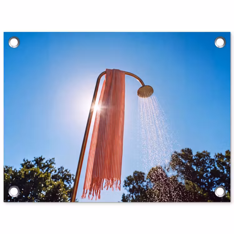 Douche - Water - Zomer - Blauw tuinposter los doek klein -3d
