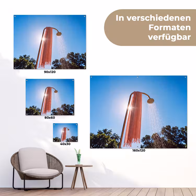 Douche - Water - Zomer - Blauw tuinposter los doek klein -Xsfeer9_DE