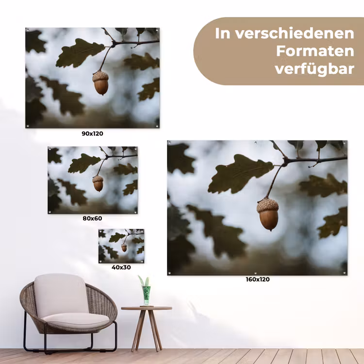 Eikel - Eikenblad - Bos - Herfst - Natuur tuinposter los doek klein -Xsfeer9_DE