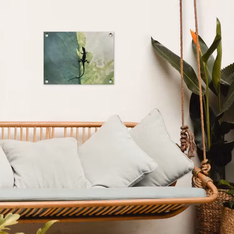 Hagedis - Blad - Nerven - Groen tuinposter los doek klein -sfeer7