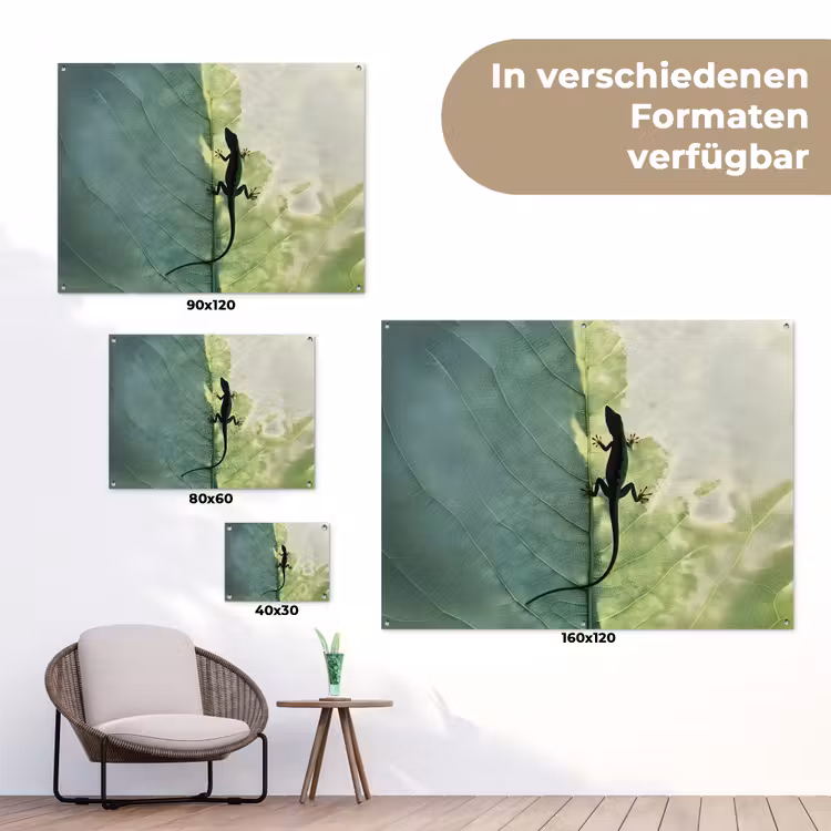 Hagedis - Blad - Nerven - Groen tuinposter los doek klein -Xsfeer9_DE