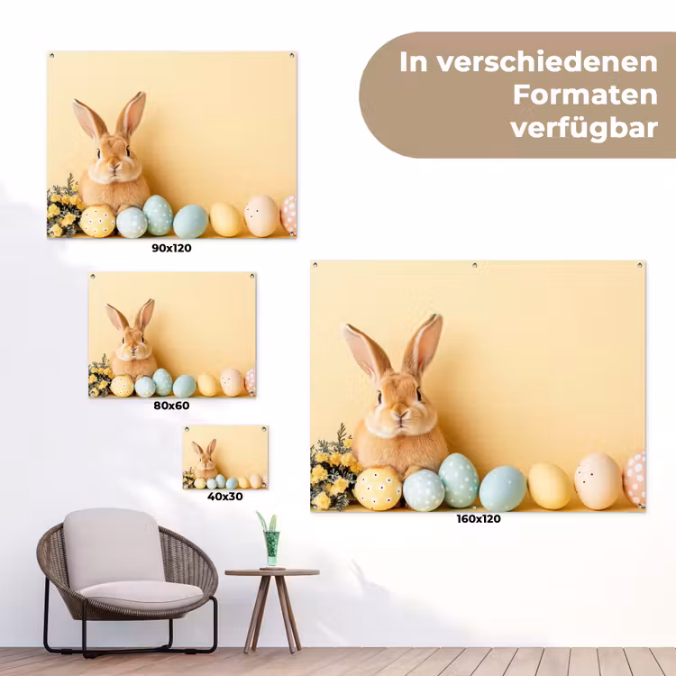 Eieren - Konijn - Pasteltinten tuinposter los doek klein -Xsfeer9_DE