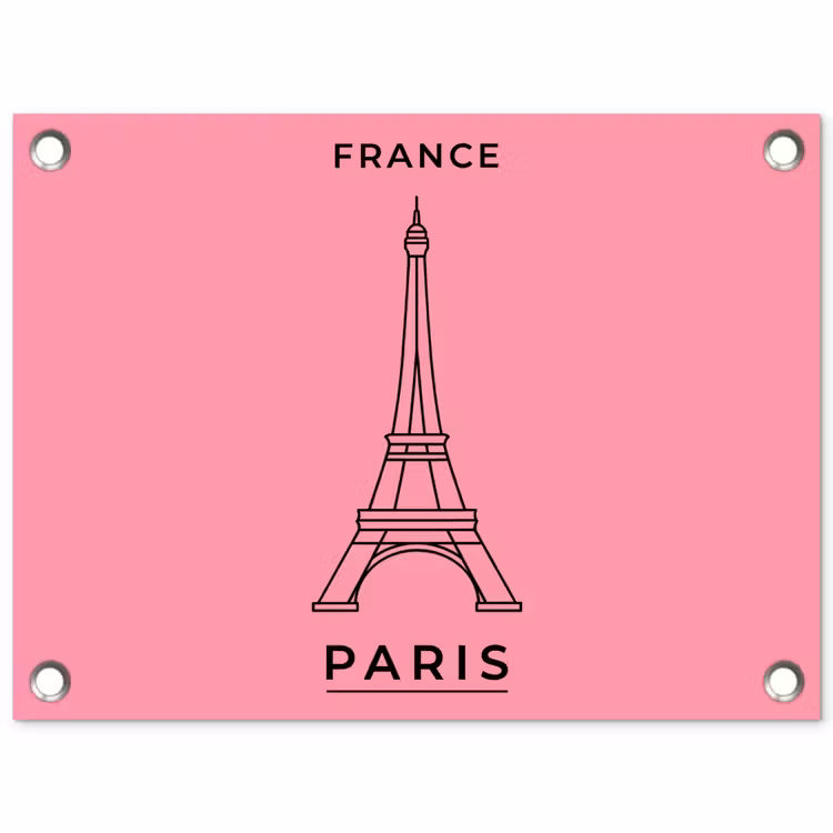 Eiffeltoren - Parijs - Architectuur - Minimalistisch - Roze tuinposter los doek klein -3d