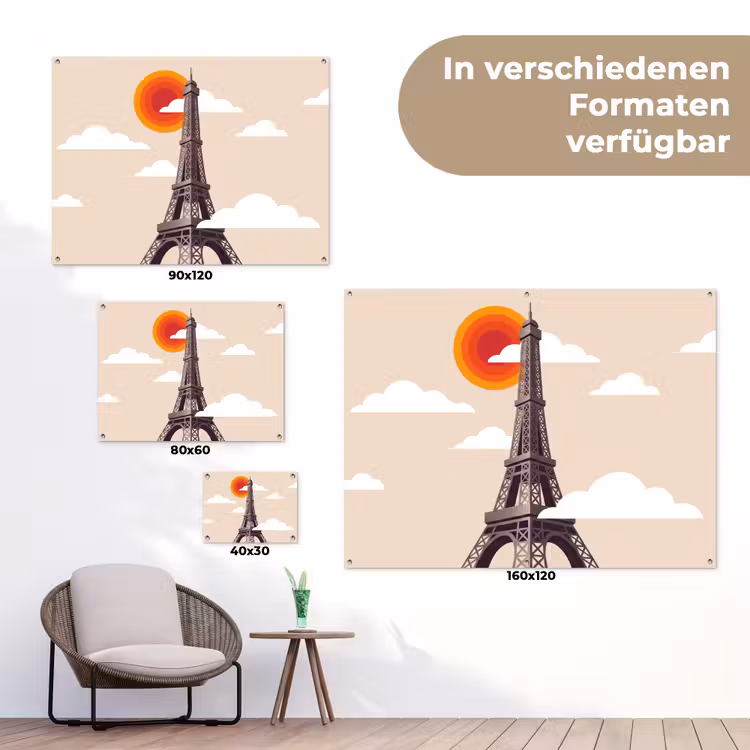 Eiffeltoren - Zon - Architectuur - Abstract - Beige tuinposter los doek klein -Xsfeer9_DE