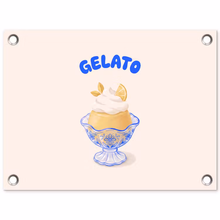 IJs - Citroen - Illustratie - Geel - Dessert tuinposter los doek klein -3d