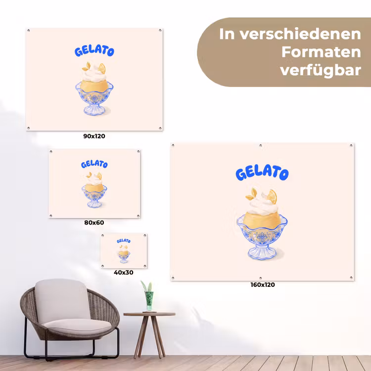 IJs - Citroen - Illustratie - Geel - Dessert tuinposter los doek klein -Xsfeer9_DE