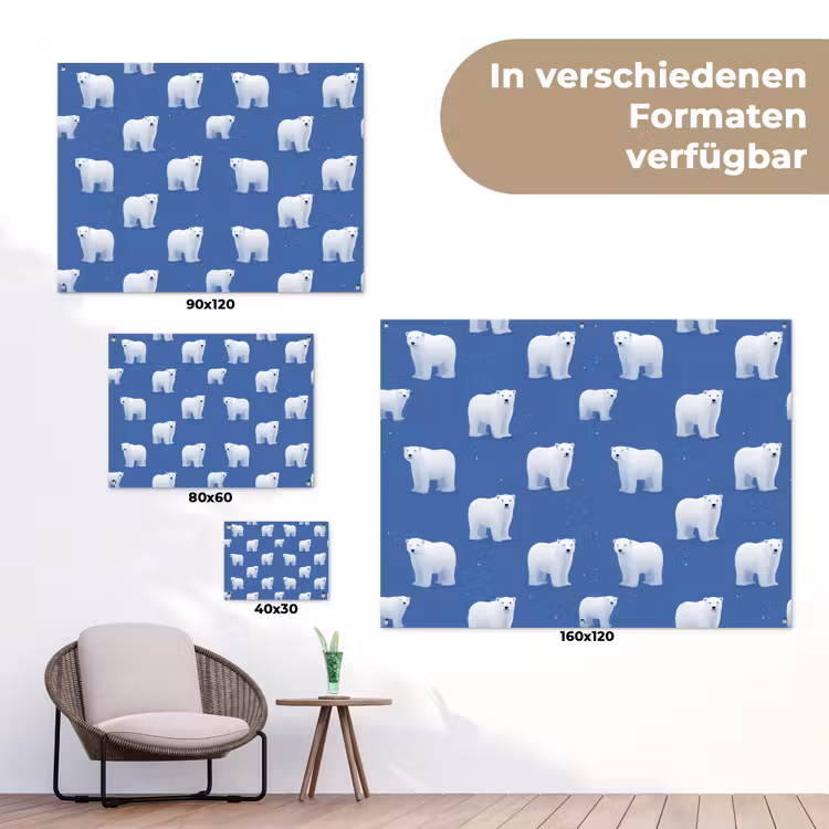 IJsbeer - Patroon - Blauw tuinposter los doek klein 239 -Xsfeer9_DE
