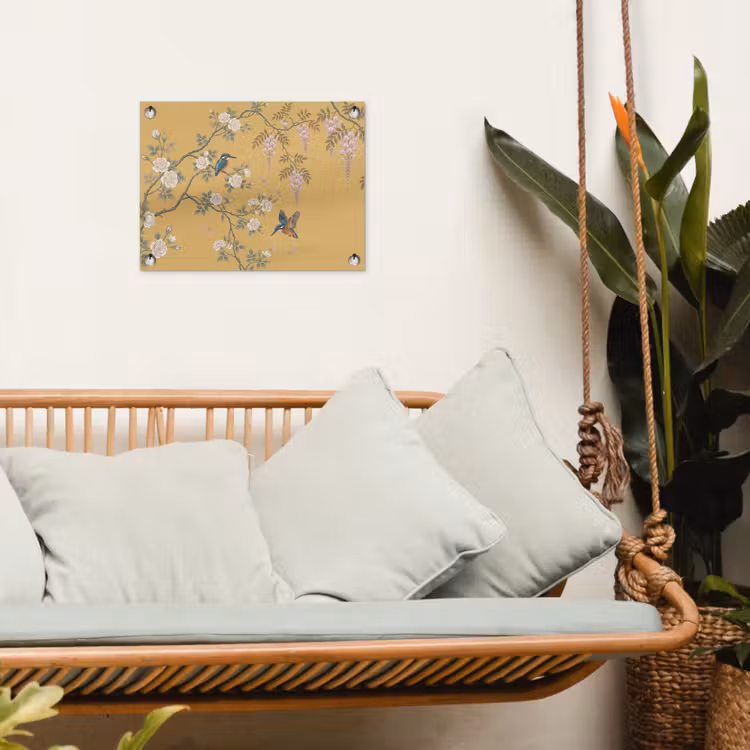 IJsvogels - Bloesem - Geel tuinposter los doek klein -sfeer7
